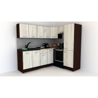 Bucatarie de Colt GENA NEW 6 DR. 170-220, Fara Corp de Cuptor, Wenge / Decor K001